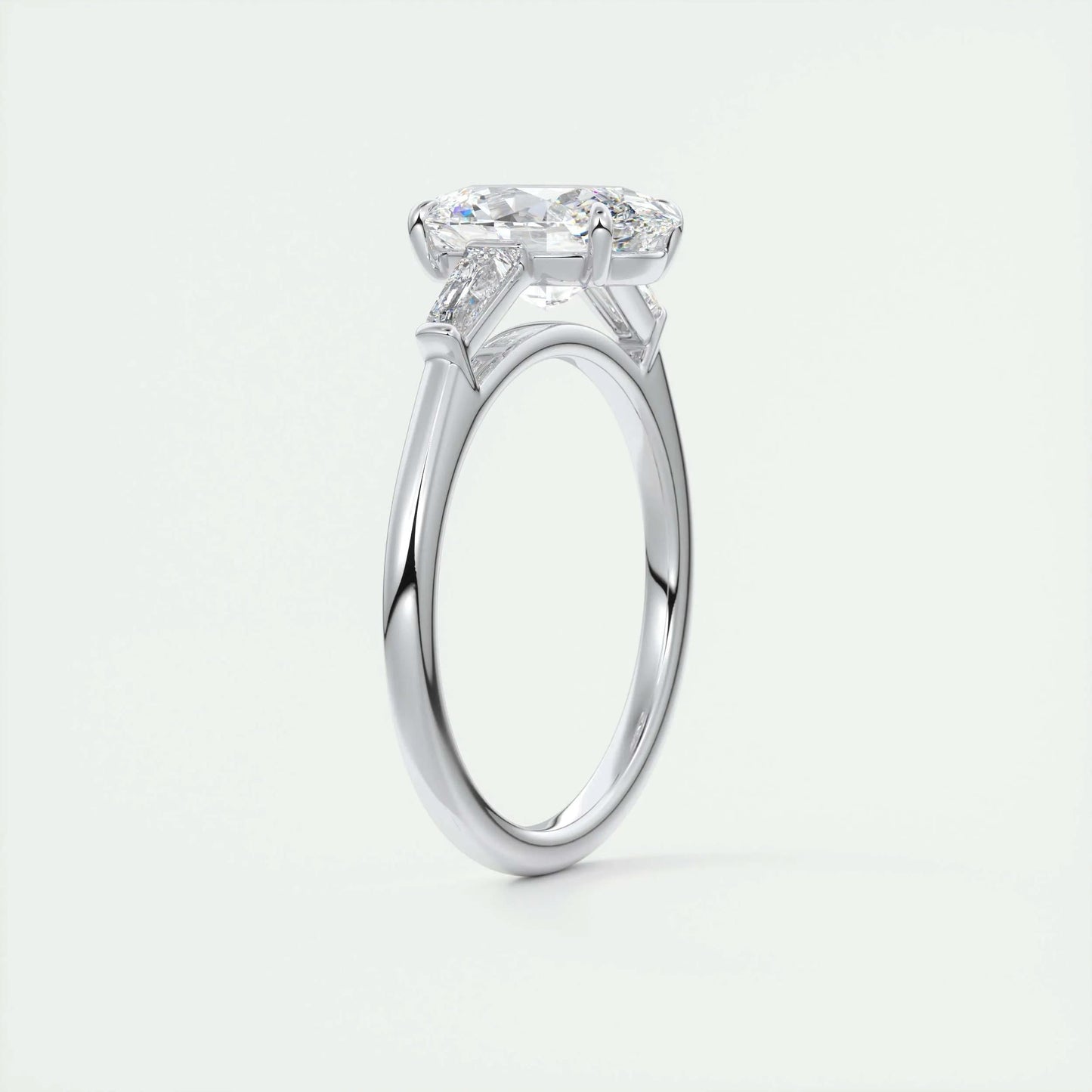 2 CT Oval Three Stone CVD F/VS1 Diamond Engagement Ring