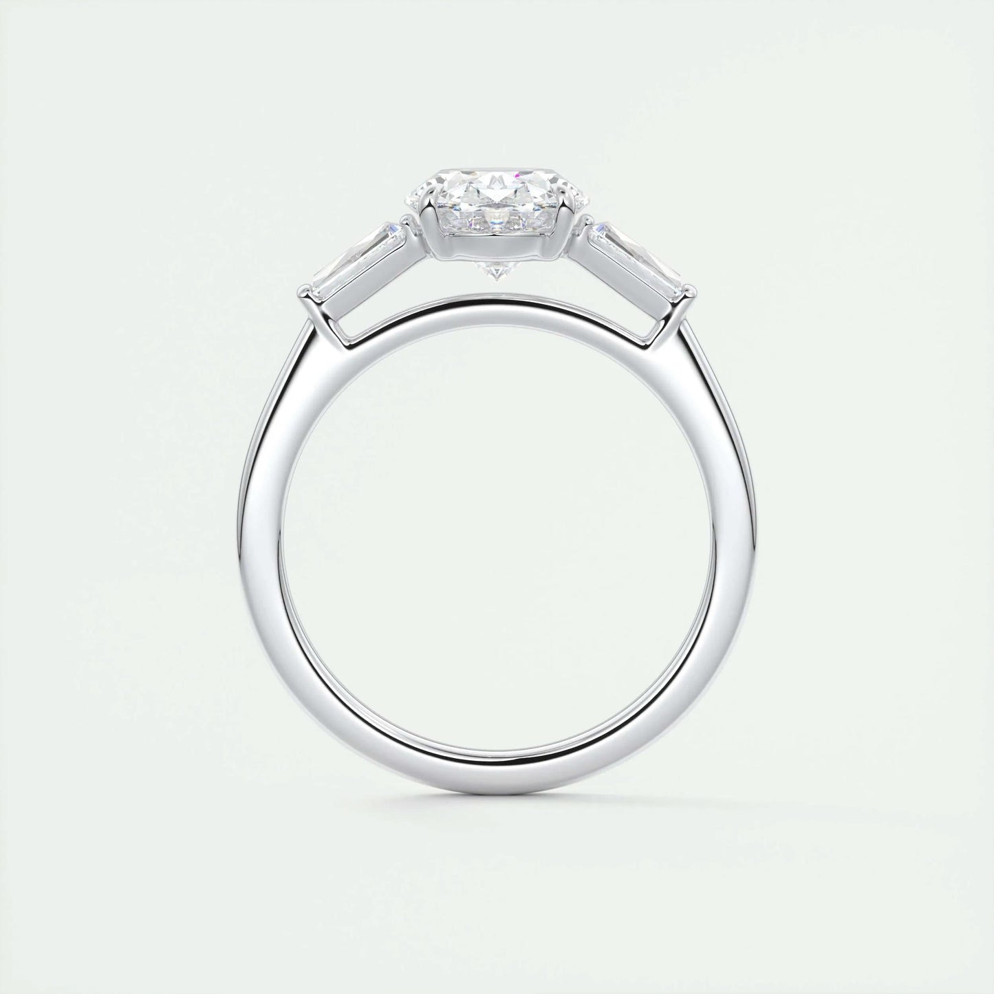 2 CT Oval Three Stone CVD F/VS1 Diamond Engagement Ring