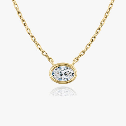 0.25 CT-1.0 CT Oval Bezel Solitaire CVD F/VS Diamond Necklace