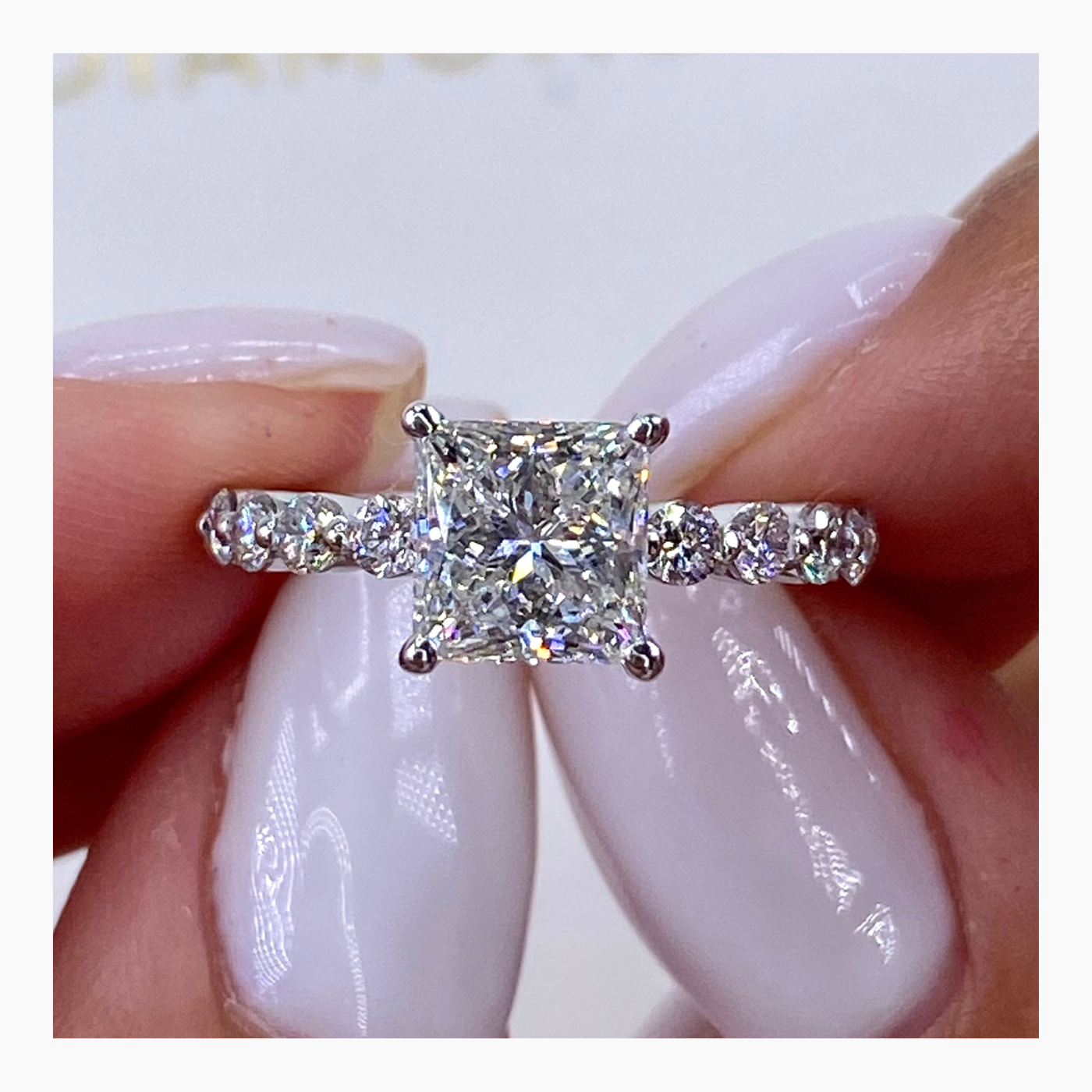 1.5ct Princess F- VS Pave Diamond Engagement Ring