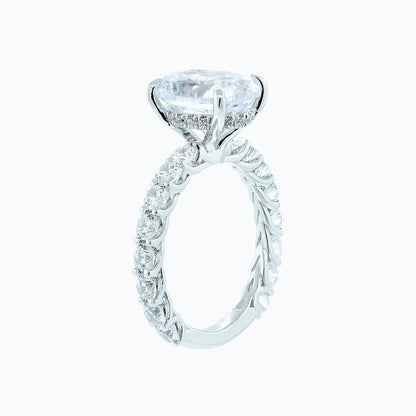 1.0 - 4.0 CT Oval Hidden Halo CVD F/VS2 Diamond Engagement Ring