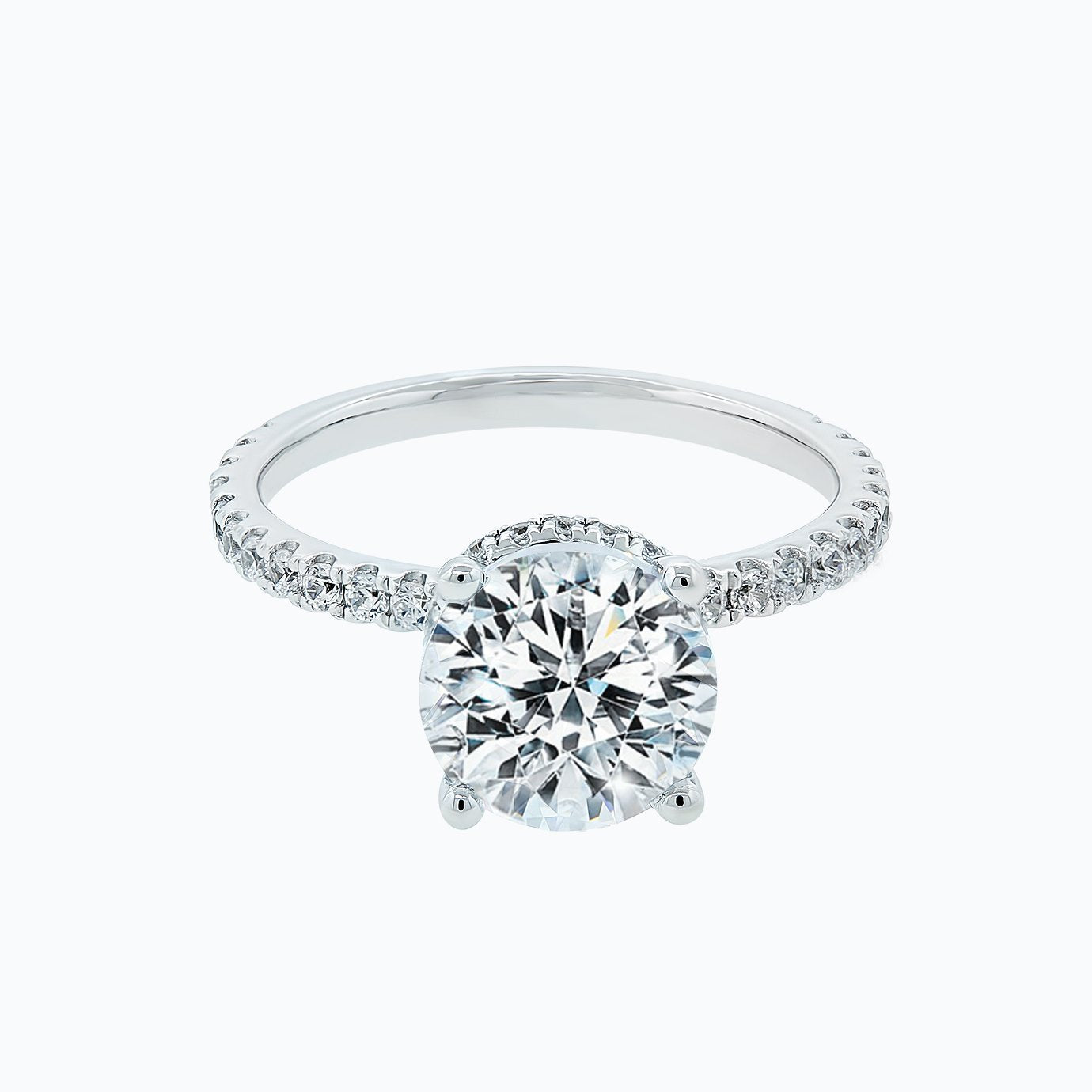 2.0 CT Round Hidden Halo CVD F/VS2 Diamond Engagement Ring