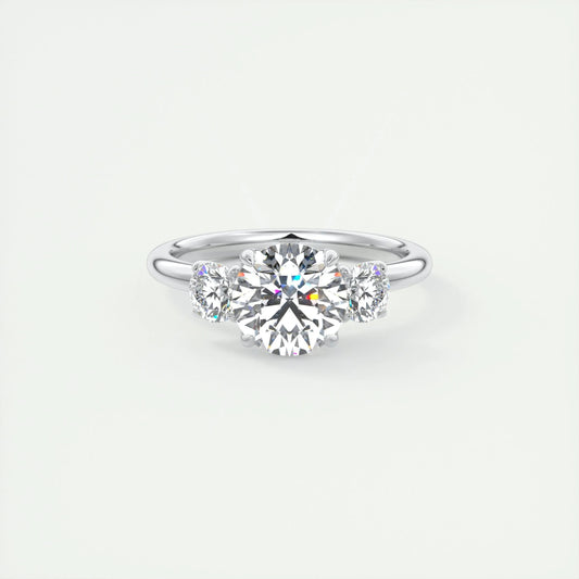 1.5 CT Round 3 Stones CVD F/VS1 Diamond Engagement Ring