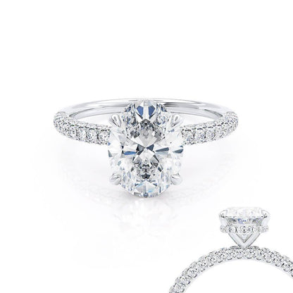 4.20 CT Oval Hidden Halo CVD G/VS2 Diamond Engagement Ring