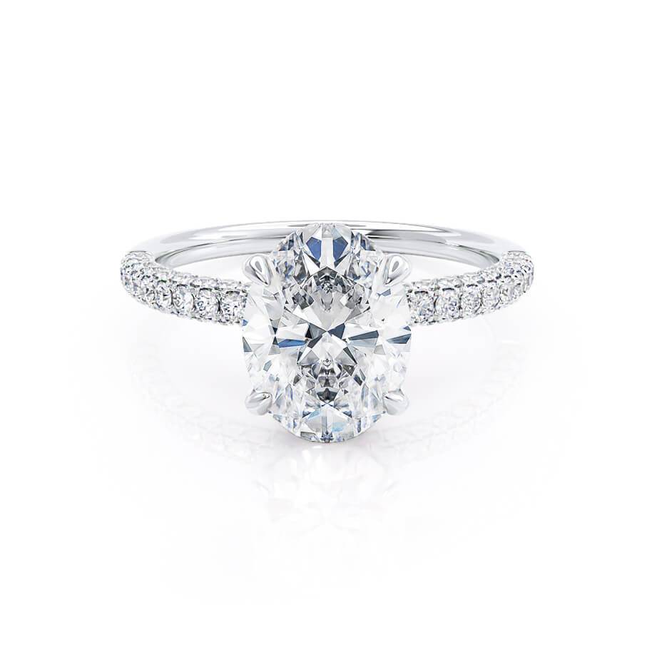 4.20 CT Oval Hidden Halo CVD F/VS2 Diamond Engagement Ring