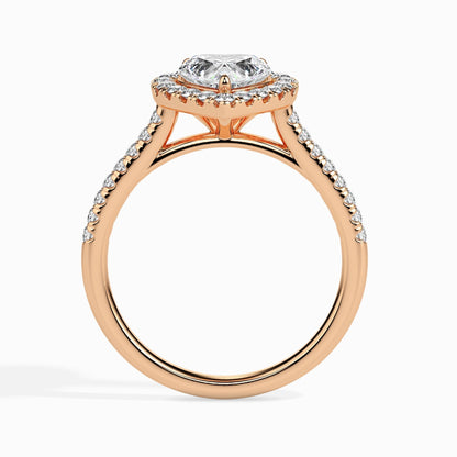 1ct Heart F- VS Diamond Halo & Pave Engagement Ring