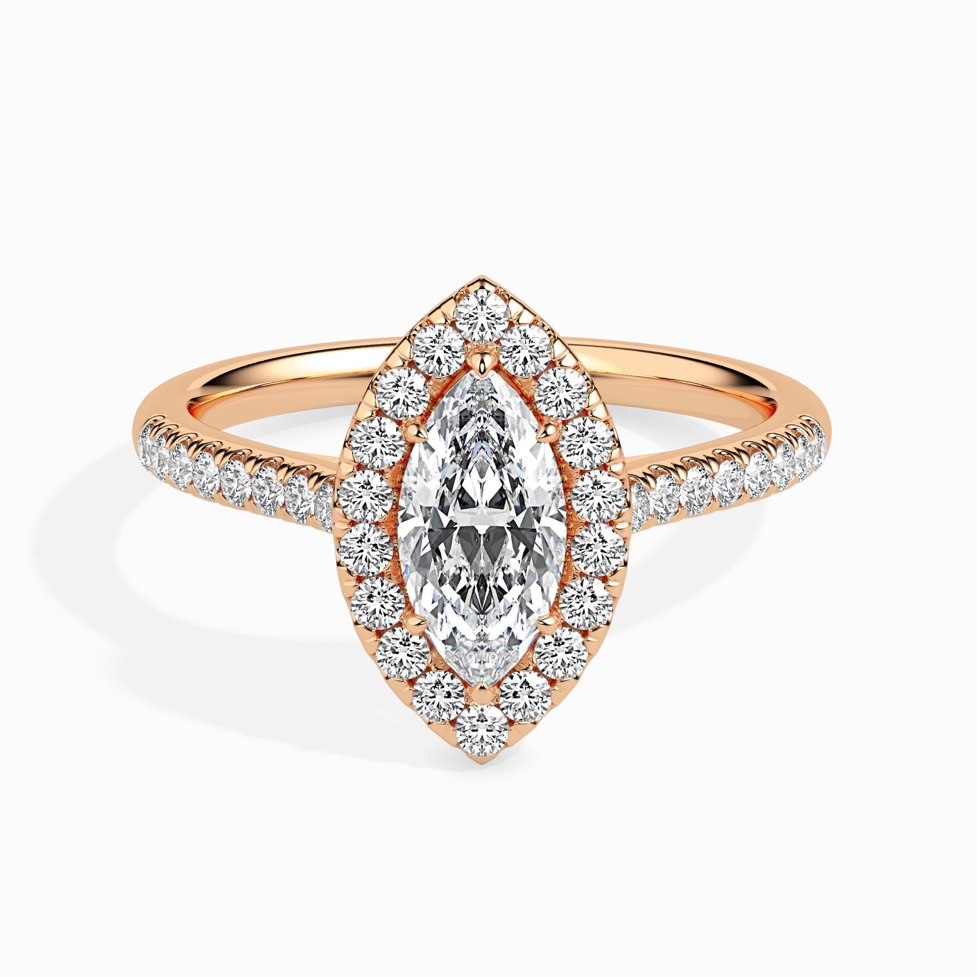 1ct Marquise F- VS Diamond Halo & Pave Engagement Ring