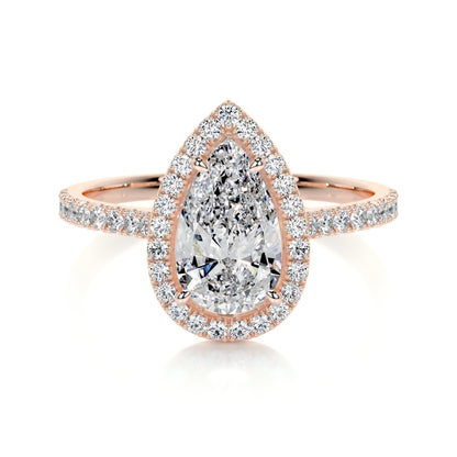 1.50 CT Pear Halo CVD F/VS2 Diamond Engagement Ring