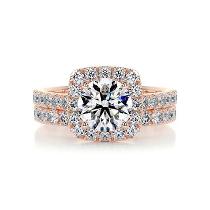 1.50 CT Round Halo CVD F/VS Diamond Bridal Ring Set