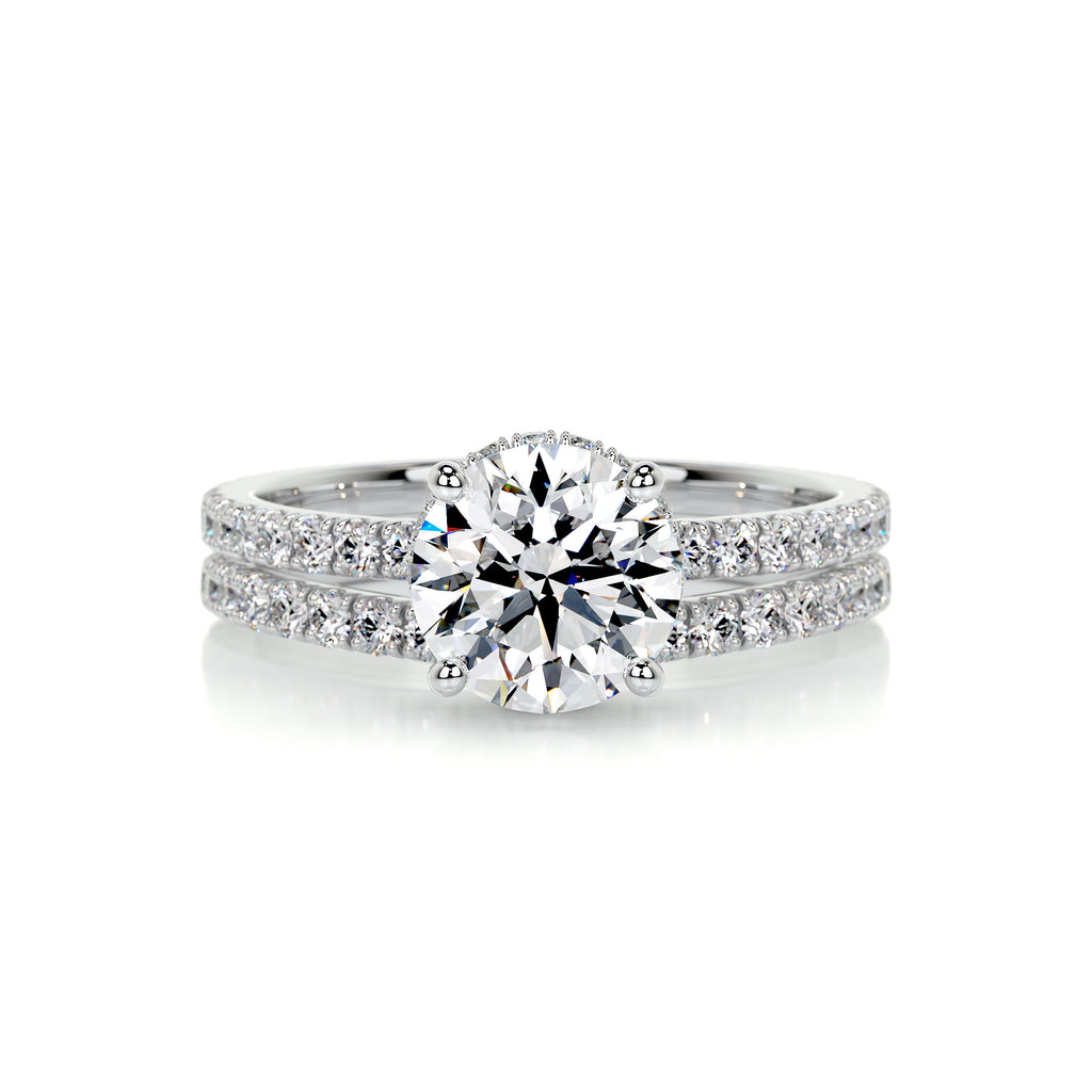 1.25 CT Round Hidden Halo CVD F/VS Diamond Bridal Ring Set