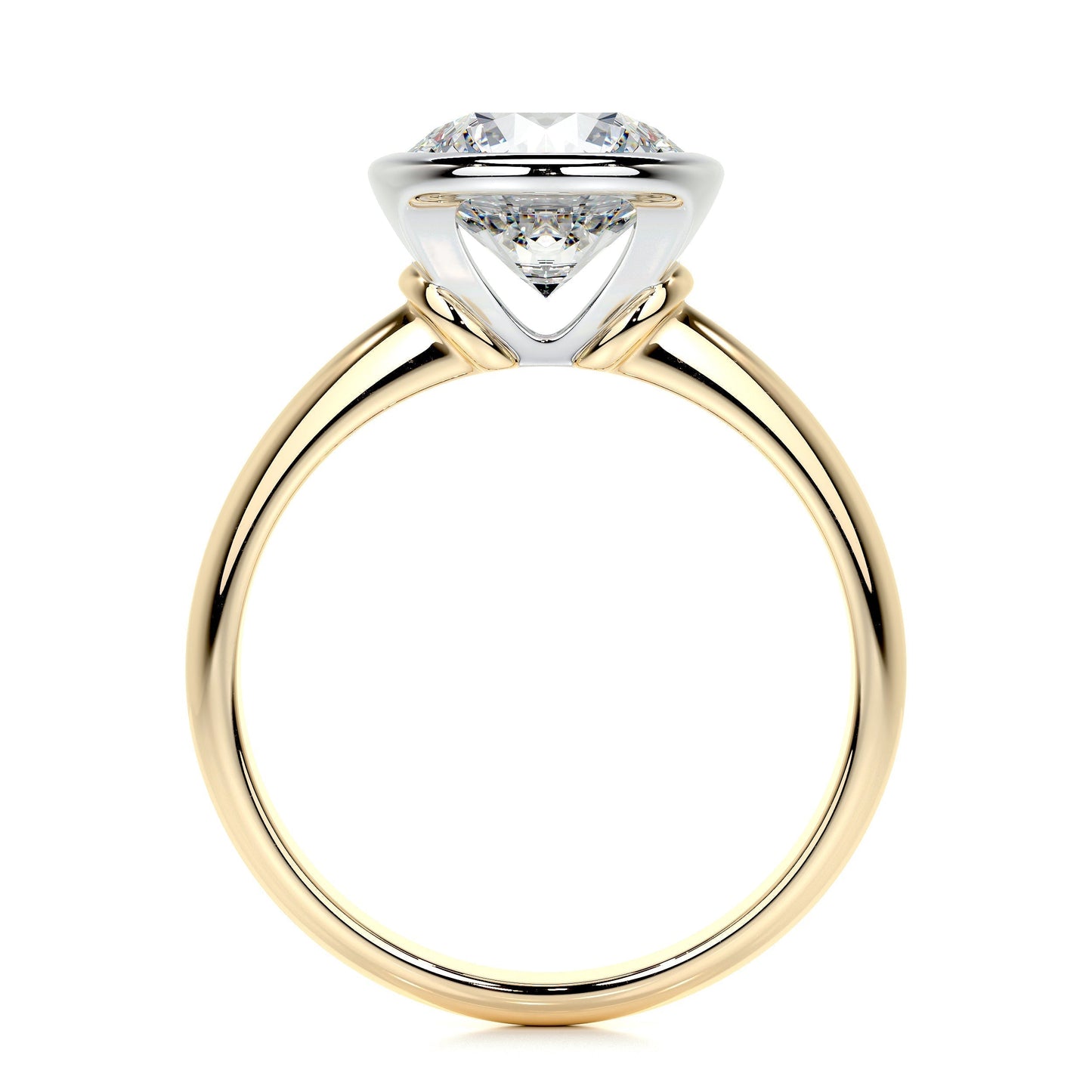 3.0 CT Round Bezel CVD F/SI1 Diamond Engagement Ring