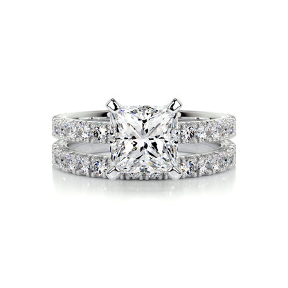 1.50 CT Princess Solitaire CVD F/VS Diamond Bridal Ring Set