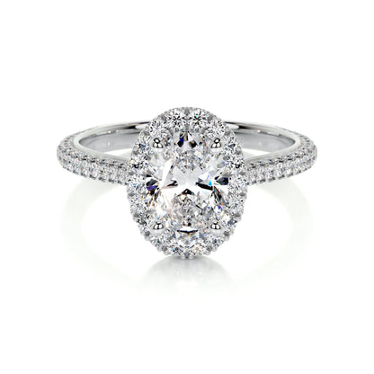 1.50 CT Oval Halo CVD F/VS2 Diamond Engagement Ring