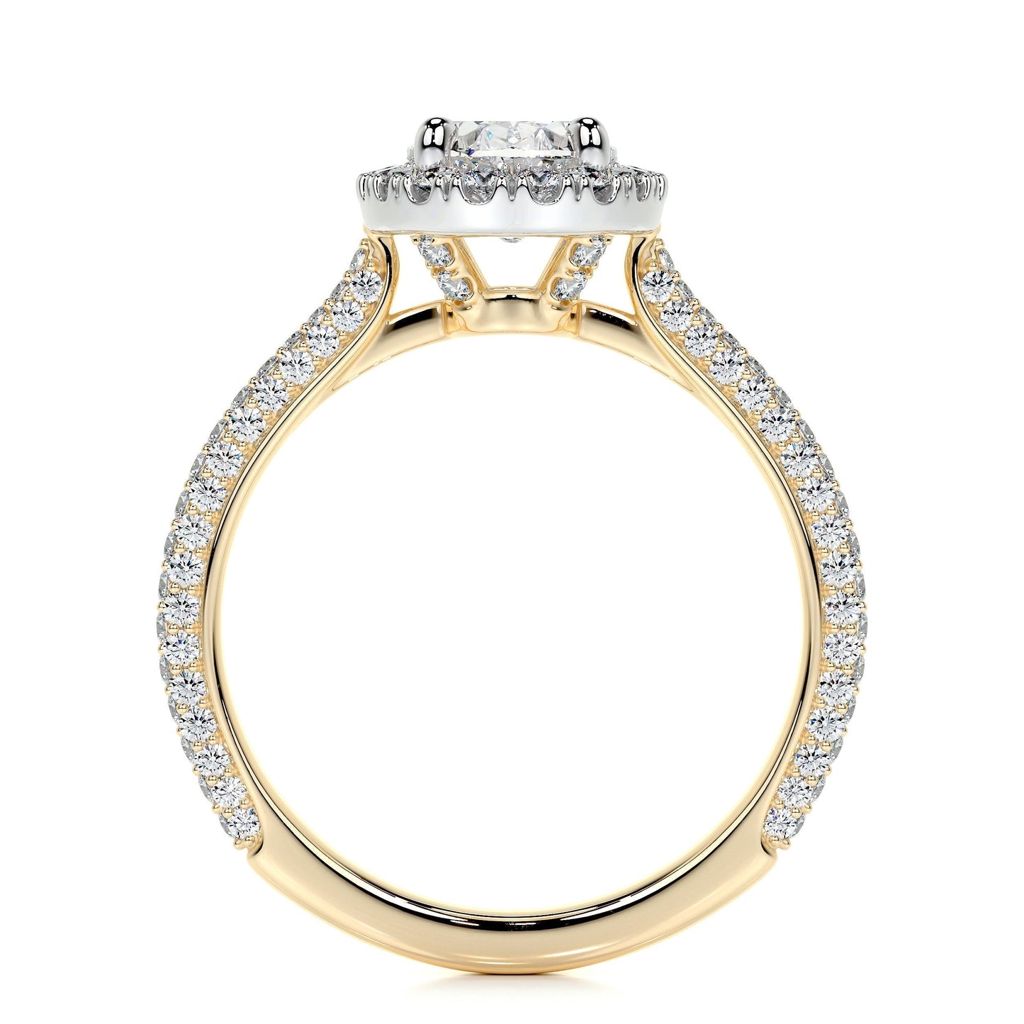 1.50 CT Oval Halo CVD F/VS2 Diamond Engagement Ring