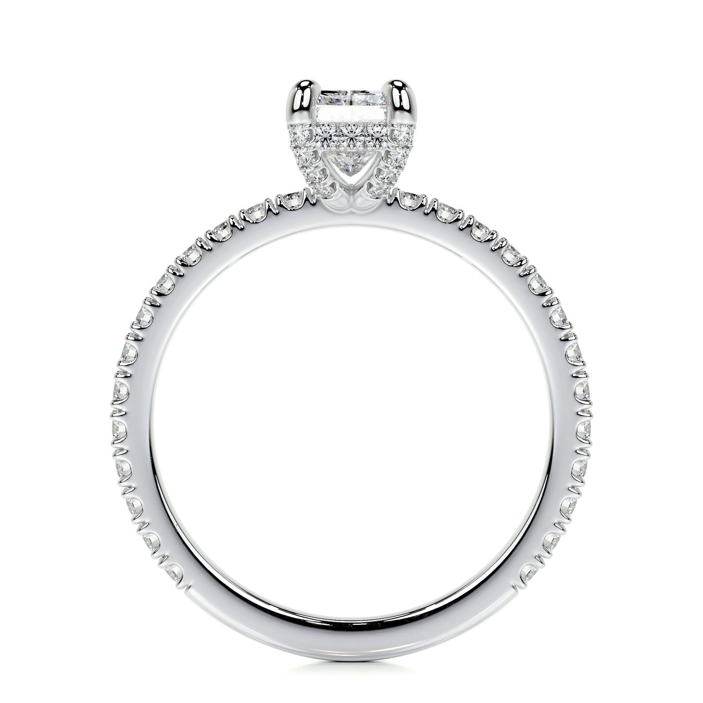 1.05 CT Radiant Hidden Halo CVD E/VS2 Diamond Engagement Ring