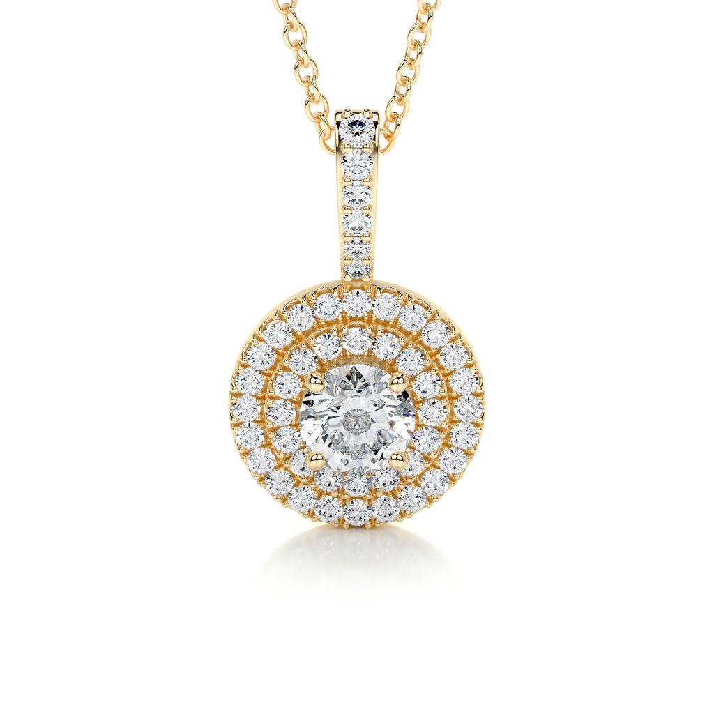 0.50 CT Round Double Halo CVD F/VS Diamond Necklace