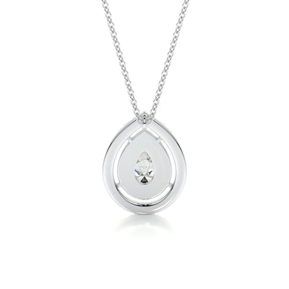 1.0 CT Pear Double Halo CVD F/VS Diamond Necklace