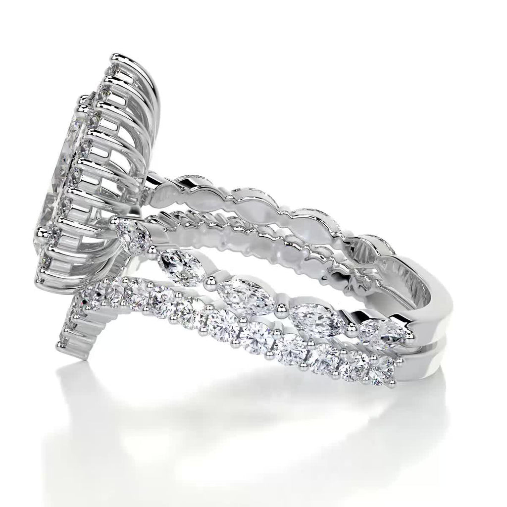 1.50 CT Pear Halo CVD F/VS Diamond Bridal Ring Set