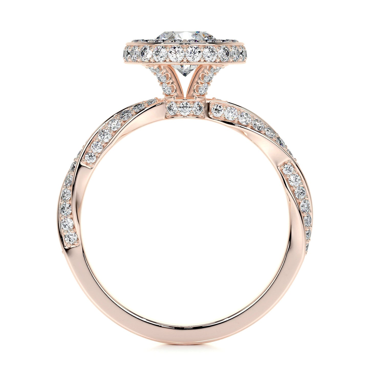 1.0 CT Round Halo CVD E/VS1 Diamond Engagement Ring