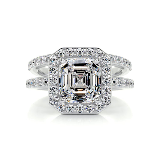 1.05 CT Asscher Halo CVD F/VS Diamond Bridal Ring Set