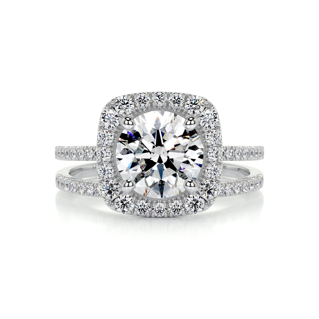 2.0 CT Round Halo CVD F/VS Diamond Bridal Set