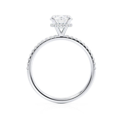 1.0 CT Round Hidden Halo CVD E/VVS2 Diamond Engagement Ring