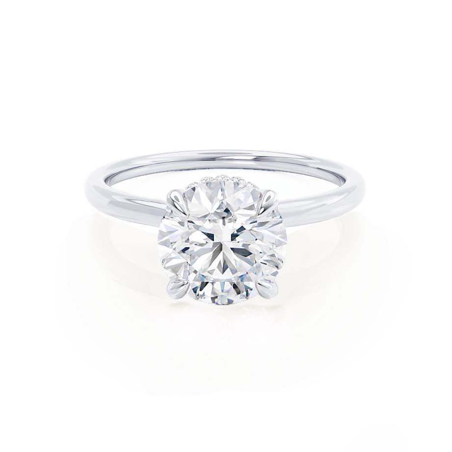 1.0 CT Round Hidden Halo CVD F/VS2 Diamond Engagement Ring