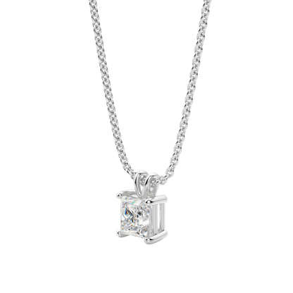 0.25 CT- 1.0 CT Princess Solitaire CVD F/VS Diamond Necklace