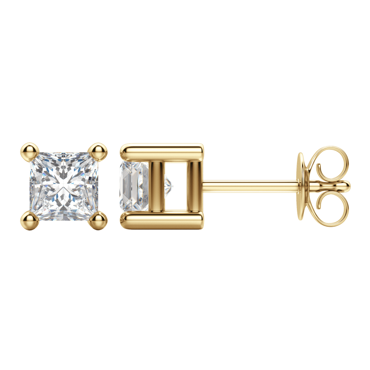 0.50 CT-2.0 CT Princess Solitaire CVD F/VS Diamond Earrings