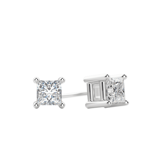 0.50 CT-2.0 CT Princess Solitaire CVD F/VS Diamond Earrings