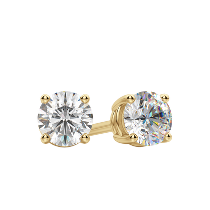 0.50 CT-4.0 CT Round Solitaire CVD F/VS Diamond Earrings