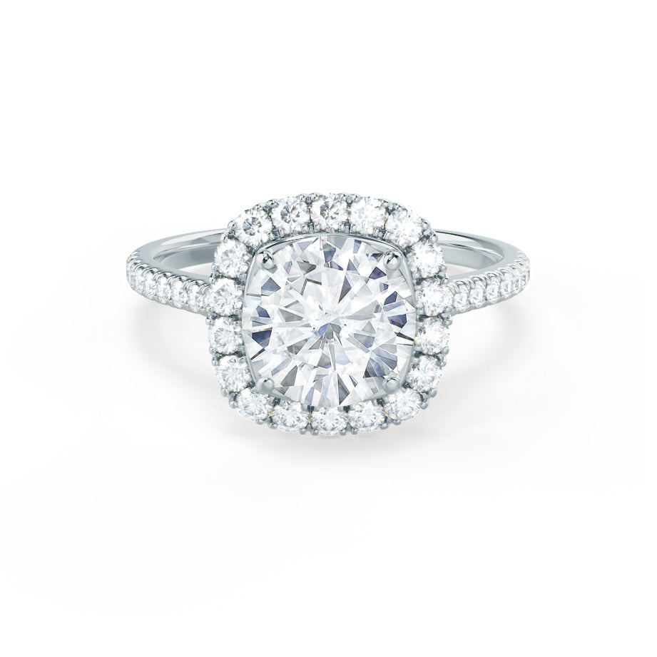 1.20 CT Cushion Halo CVD E/VVS2 Diamond Engagement Ring