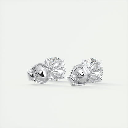 1.0 CT Round Solitaire CVD G/VS Diamond Earrings